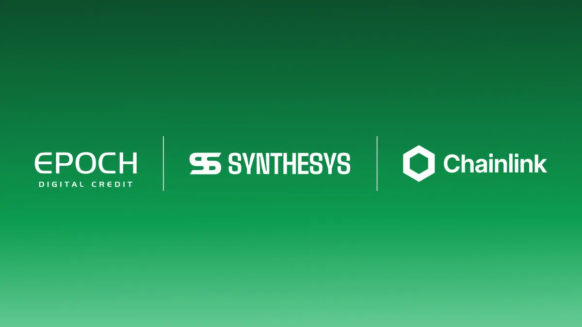 Epoch, synthesys and chainlink logos on a green background